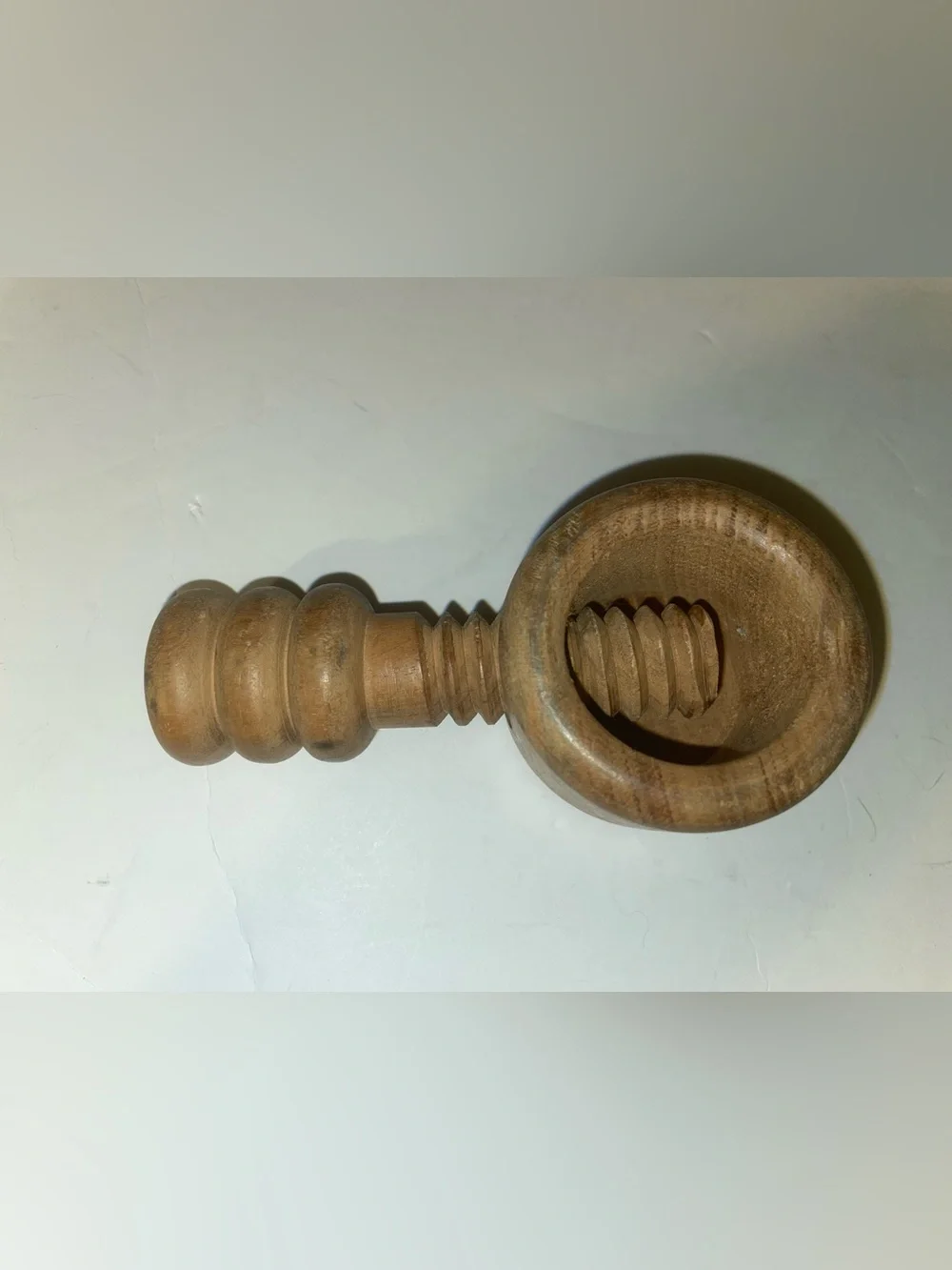 Vintage Wooden Screw Twist Nutcracker Solid Wood Tool Mid Century MCM